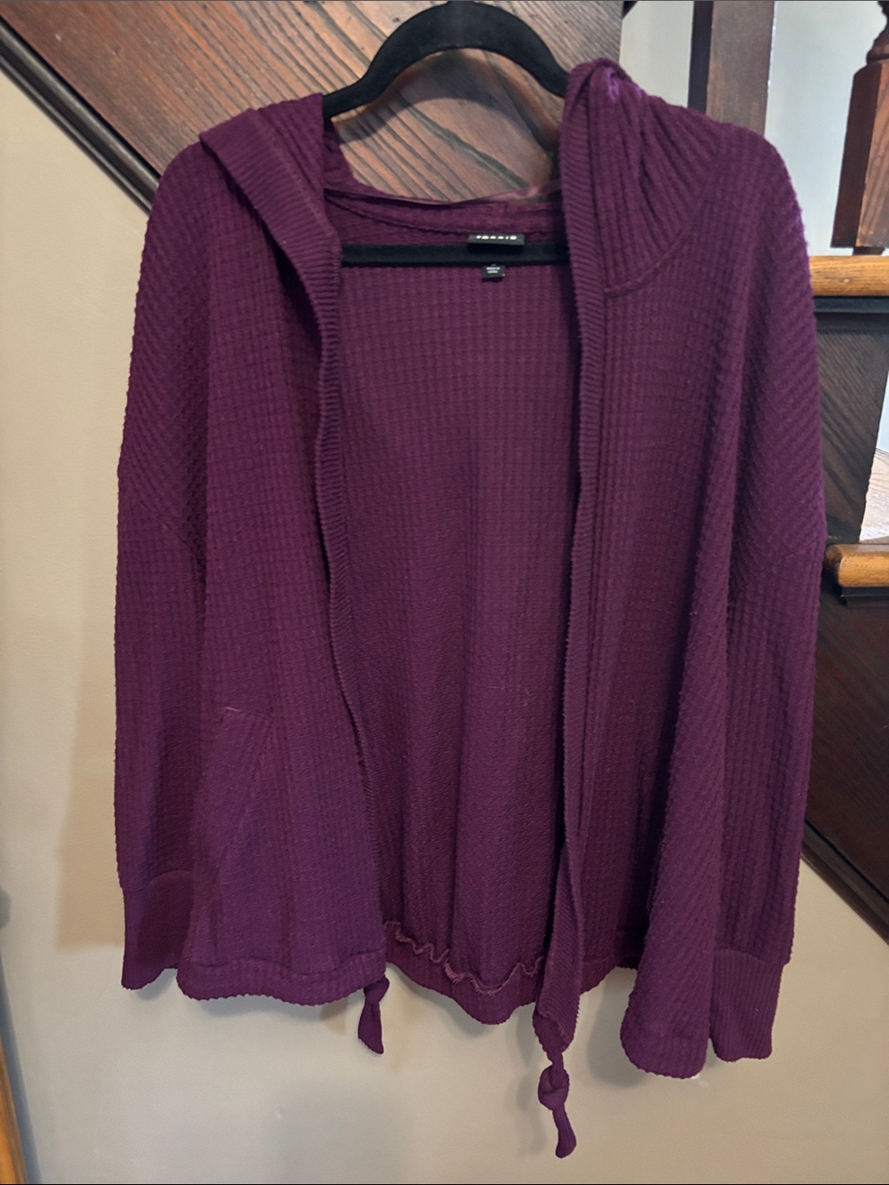 torrid Plum Waffle-Knit Hooded Cardigan